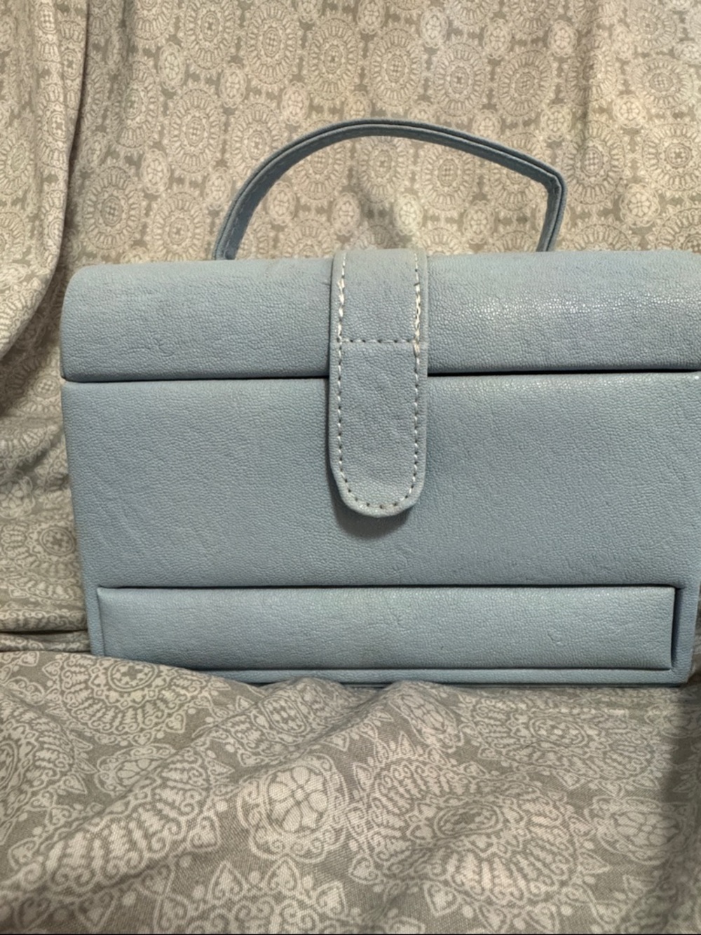 Classic Top-Handle Women's Jewelry Case Bag in Light Blue